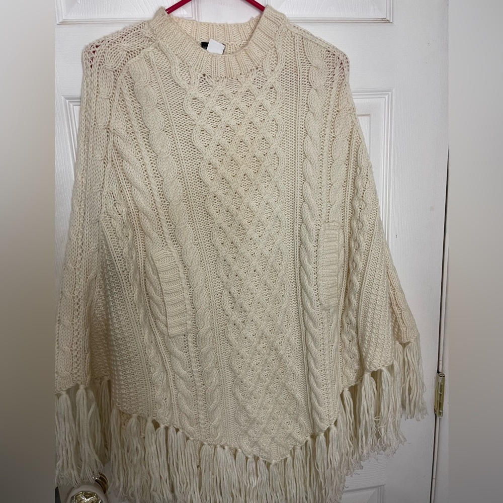 JCREW Cream Wool Poncho
